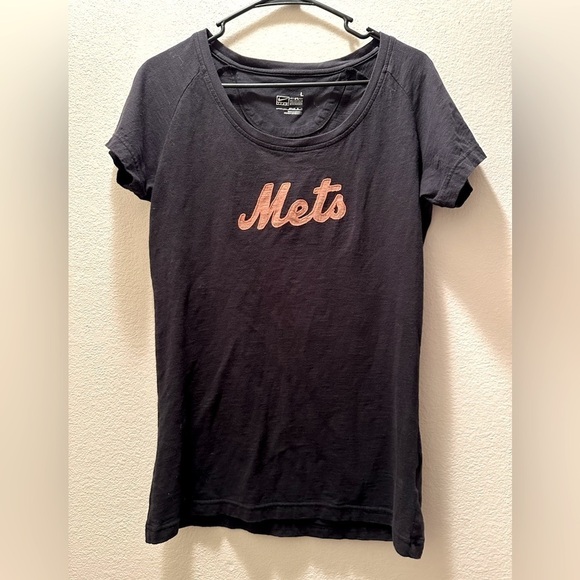 Nike Team women’s black Mets short sleeve tee L baseball MLB athleisure GUC - Picture 1 of 9